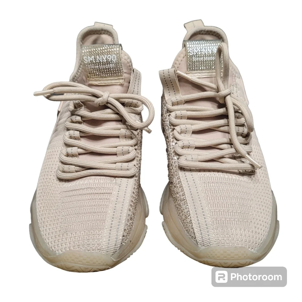 Steve Madden Maxima Multi Tan Blush Sparkle Rhinestone Sneakers Women's Size 7.5